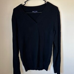 Women’s Large GAP Black V-Neck Knit Sweater- 22” P2P